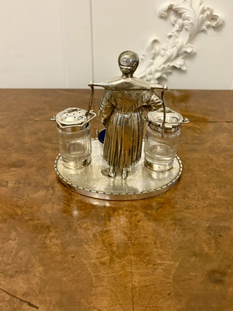 Unusual Antique Edwardian Quality Silver Plated Cruet Set - Image 4